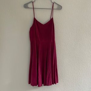 Hand dyed fit and flare dress. Dark magenta.